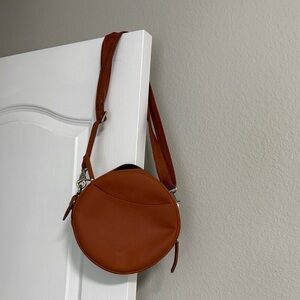 Round Brown Crossbody Bag - Women's Leather Shoulder Purse